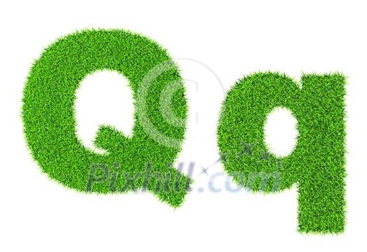 Grass letter Q - ecology eco friendly concept character type