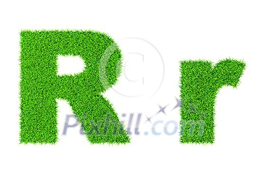 Grass letter R - ecology eco friendly concept character type