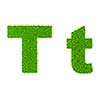 Grass letter T - ecology eco friendly concept character type