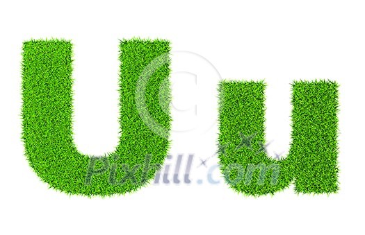 Grass letter U - ecology eco friendly concept character type