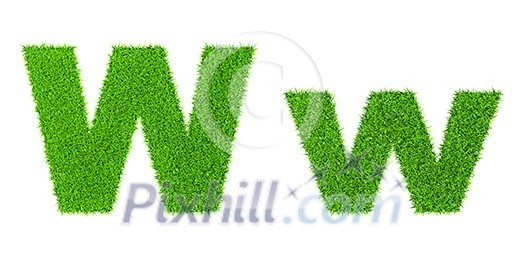 Grass letter W - ecology eco friendly concept character type