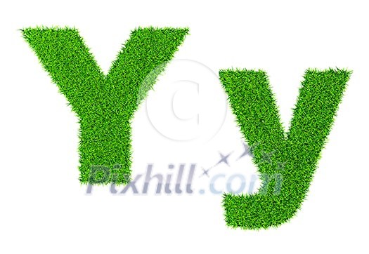 Grass letter Y - ecology eco friendly concept character type
