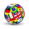 Soccer ball with world countries flags isolated on white background
