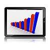 Tablet PC with business growth graph isolated