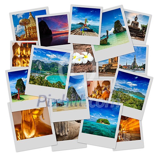 Thai travel tourism concept design - collage of Thailand images
