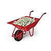 Wealth abundance money finance richness salary wage wealth concept - wheel barrow full of dollars isolated on white background