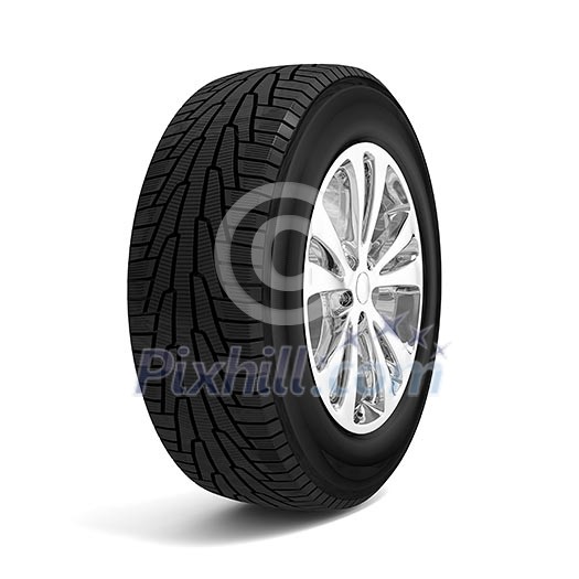 Car winter tire isolated on white background