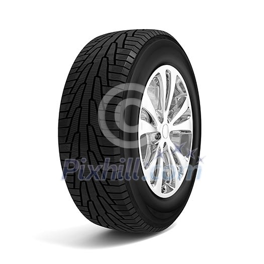 Car winter tire isolated on white background Car winter tire isolated on white background