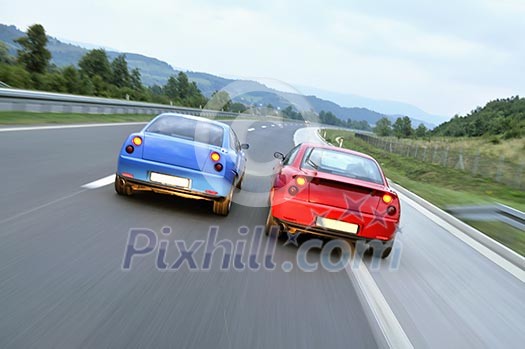 Two hot tuning cars racing Two hot tuning cars racing