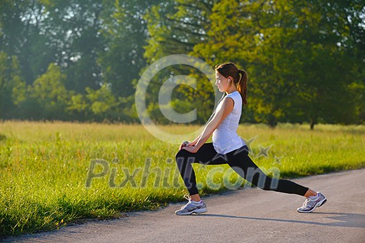 healthy young woman stretching before Fitness and Exercise
