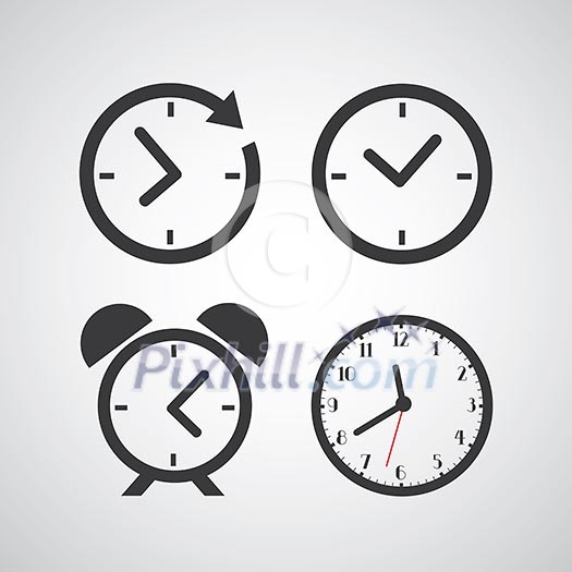 Time icon on gray background 