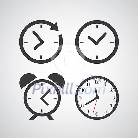 Time icon on gray background Time icon on gray background