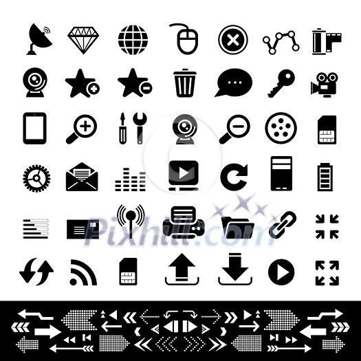 web and internet icon set on white background 