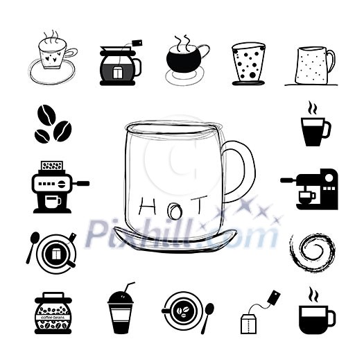 cup and coffee vector icon set cup and coffee vector icon set