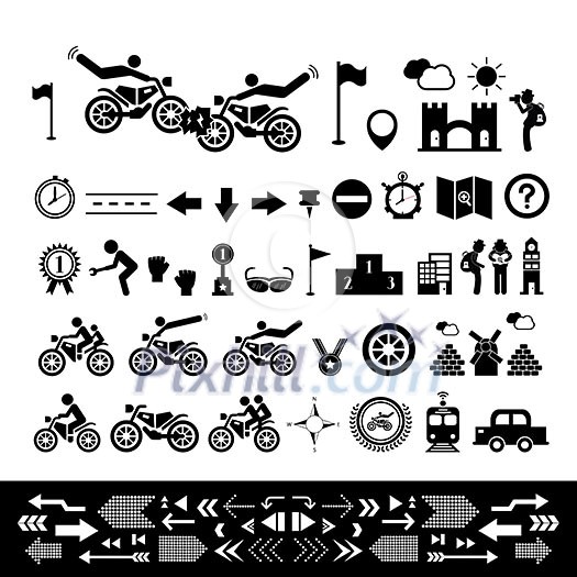 Motorcycle symbol set on white background 