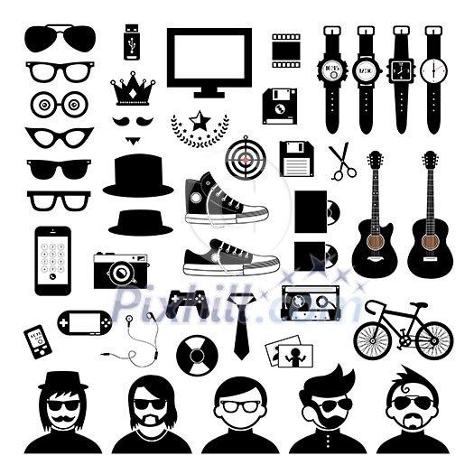 vector hipster style elements and icons set  