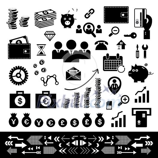 money and financial icon set on white background money and financial icon set on white background