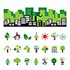 vector building and tree symbol set 
