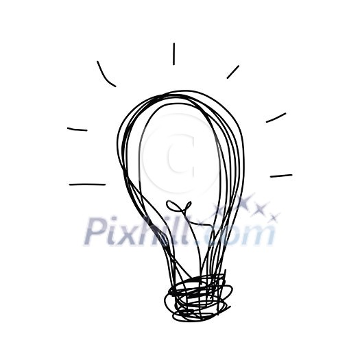 handwriting bulb light idea vector cartoon 