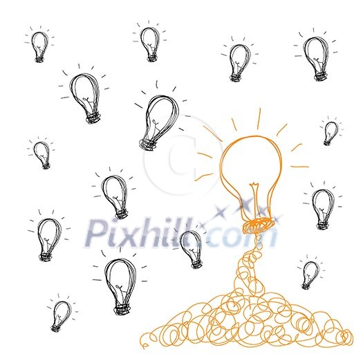 handwriting bulb light idea vector cartoon handwriting bulb light idea vector cartoon