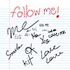 follow me hand drawn and other text  