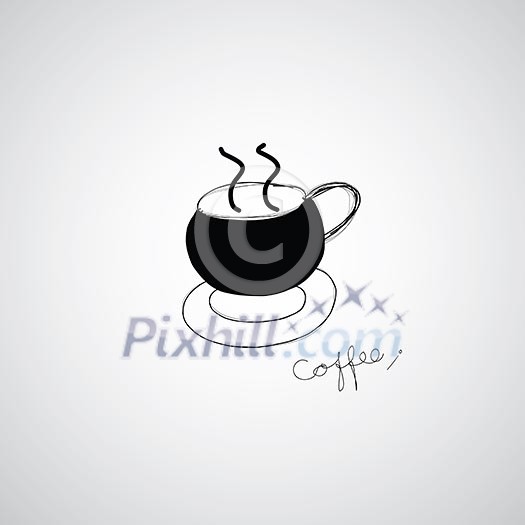 cup and coffee vector hand drawn 