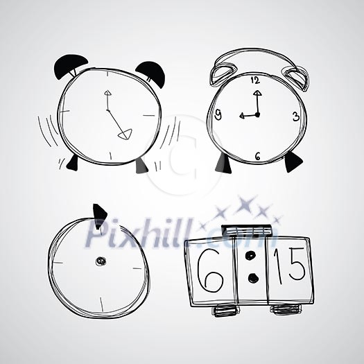 Time icon vector hand drawn sketch Time icon vector hand drawn sketch