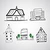 buildings vector hand drawn cartoon  