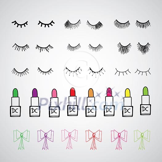 beauty set for woman vector hand drawn cartoon beauty set for woman vector hand drawn cartoon