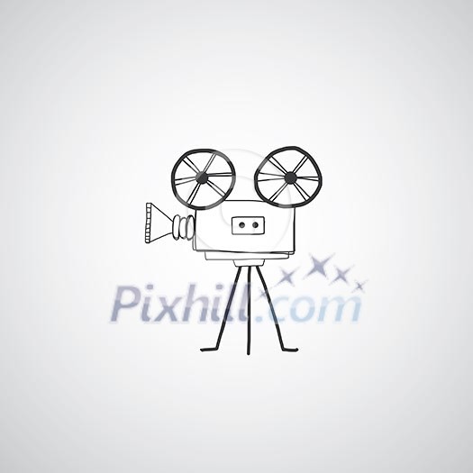 icon camera movie vector hand drawn  