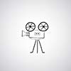 icon camera movie vector hand drawn  