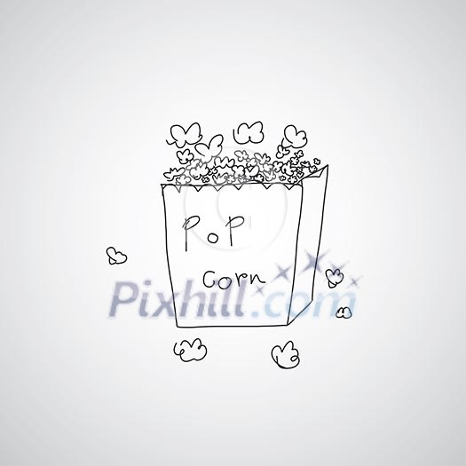 popcorn  hand drawn vector cartoon 