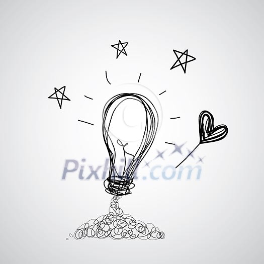 handwriting bulb light idea vector cartoon handwriting bulb light idea vector cartoon