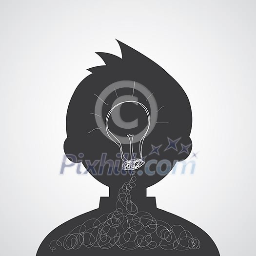 creative man bulb light idea vector cartoon 