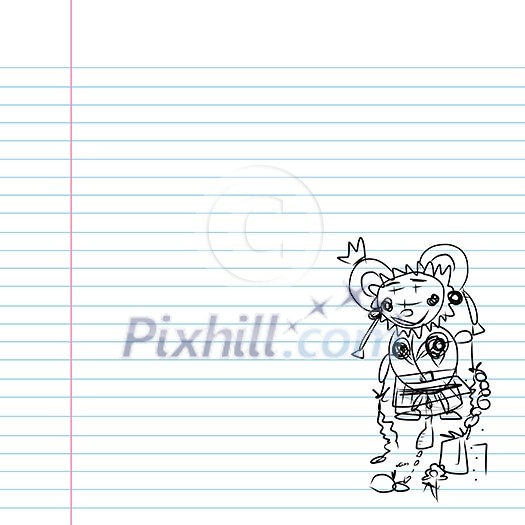 vector hand drawn doll cartoon on a paper vector hand drawn doll cartoon on a paper