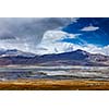 Tso Kar - fluctuating salt lake in Himalayas. Rapshu,  Ladakh, Jammu and Kashmir, India