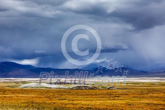 Tso Kar - fluctuating salt lake in Himalayas. Rapshu, Ladakh, Jammu and Kashmir, India Tso Kar - fluctuating salt lake in Himalayas. Rapshu, Ladakh, Jammu and Kashmir, India