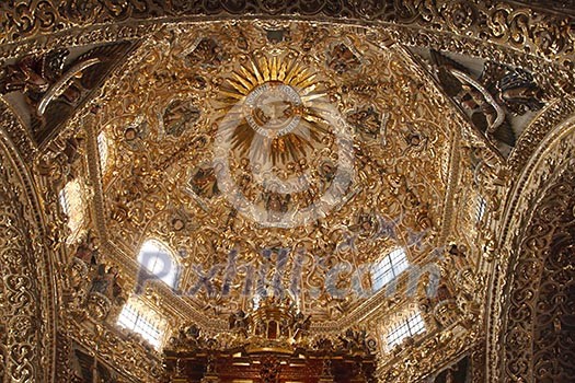 Splendid ornamentation on dome of Santo Domingo church, Mexico Splendid ornamentation on dome of Santo Domingo church, Mexico