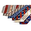 Selection of multicolored ties on white background