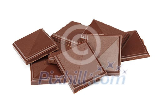 Pile of dark chocolate isolated on whit