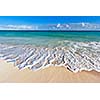 Beautiful beach and  waves of Caribbean Sea