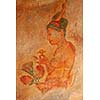 Ancient famous wall paintings (frescoes) at Sigirya, Sri Lanka
