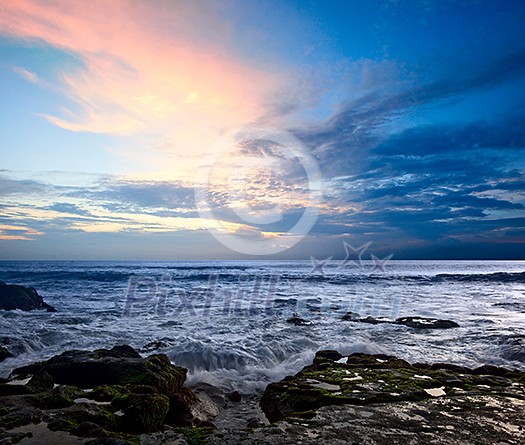 Rocky coast. Sunset Rocky coast. Sunset