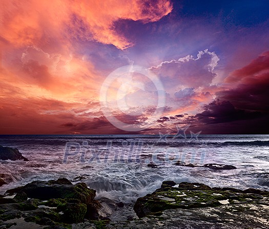 Rocky coast. Sunset Rocky coast. Sunset