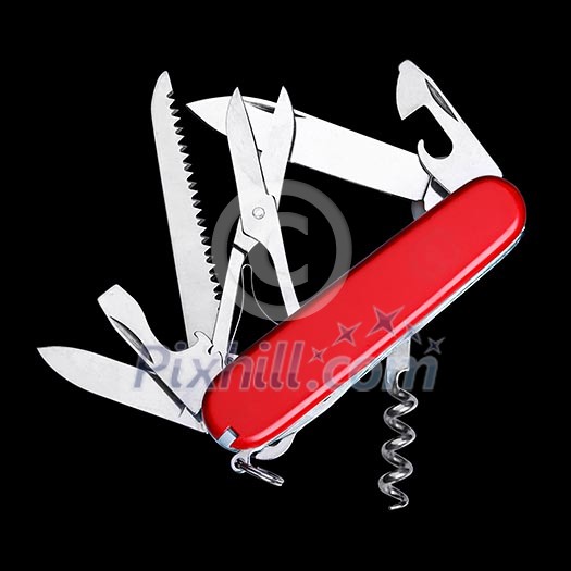 Swiss army multipurpose knife isolated on white Swiss army multipurpose knife isolated on white