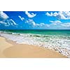 Beautiful beach and  waves of Caribean Sea