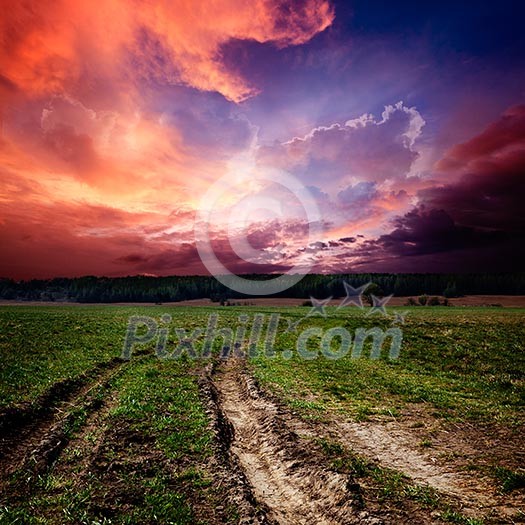 Countryside landscape with dirt  road