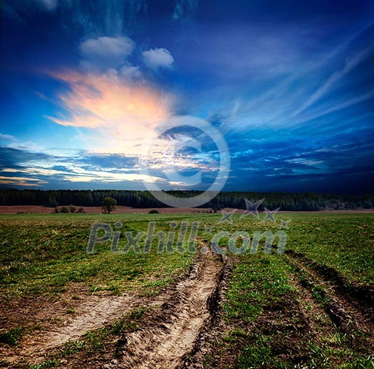 Countryside landscape with dirt  road