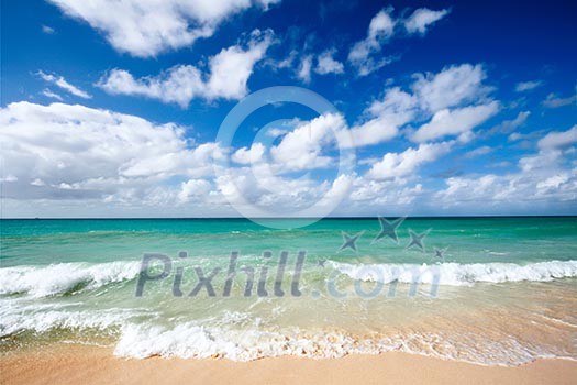Beautiful beach and waves of Caribbean Sea Beautiful beach and waves of Caribbean Sea