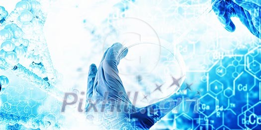 Close up image of human hand holding test tube. Science concept Close up image of human hand holding test tube. Science concept